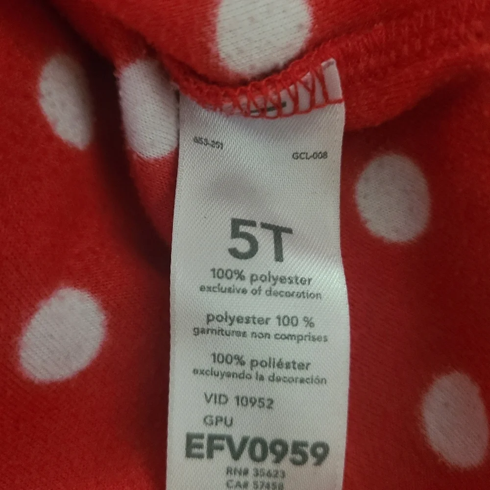 Carters Girls Sz 5T I Love Santa Red White Polka Dots Fleece Nightgown